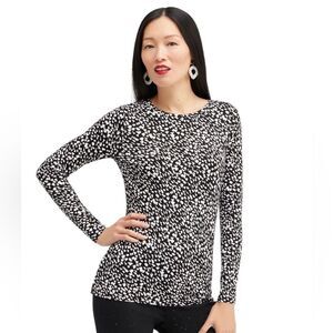 Chico’s black with white dots layering long sleeve top size large top